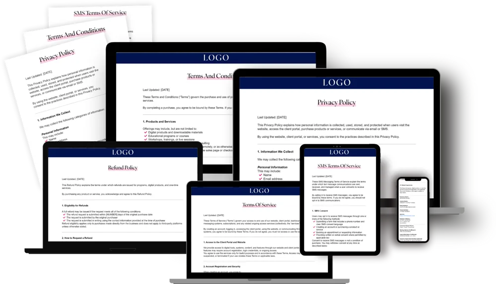 Legal Templates: Terms, Privacy, and Refund policy pages