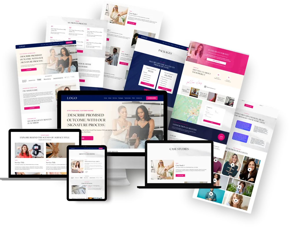 Signature Website Template shown across desktop, tablet, and phone mockups